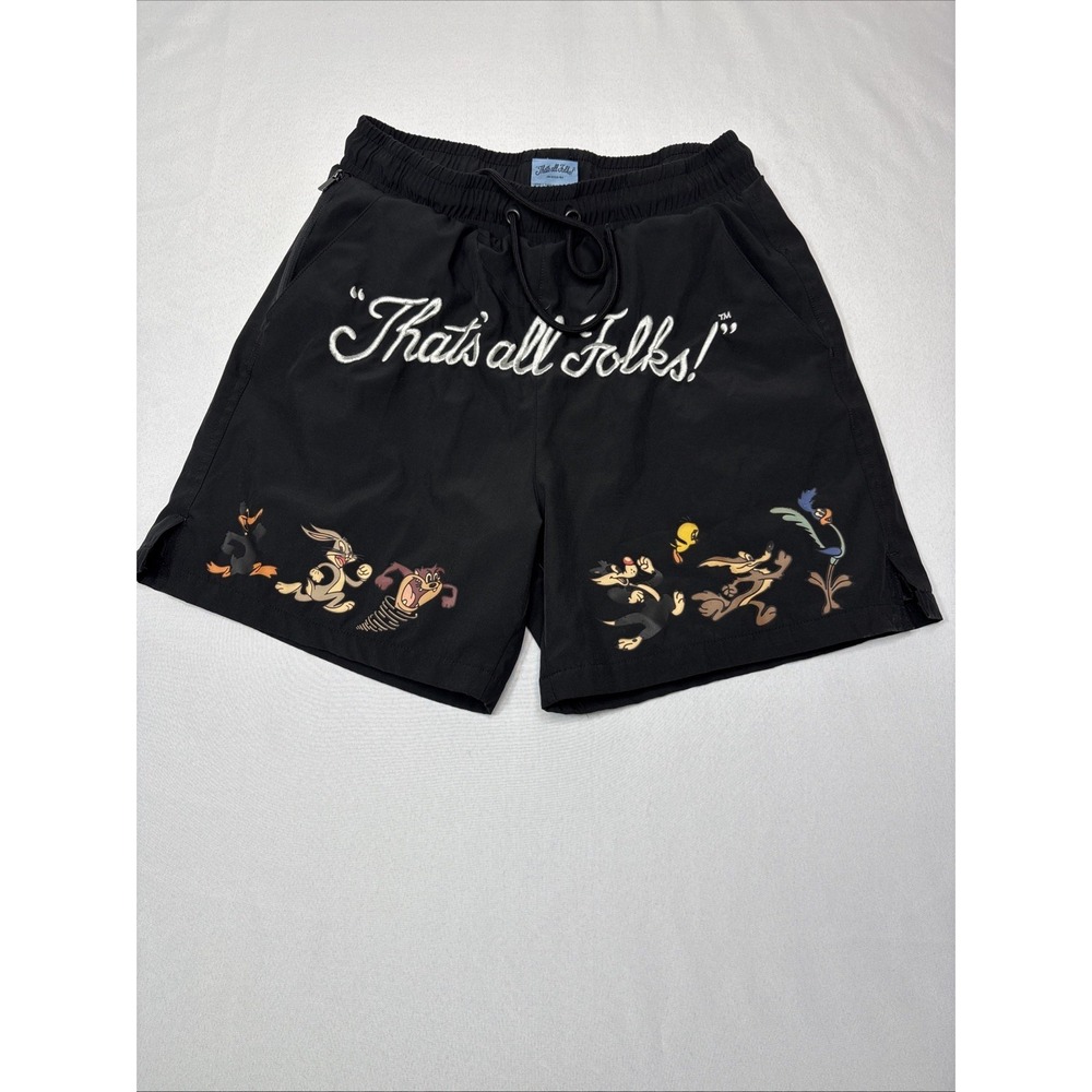 Looney Tunes Shoe Palace Shorts That's All Folks Size Medium Black